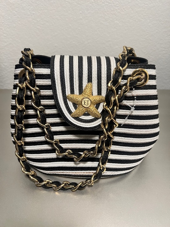 Eric Javits Handbags - Vintage Eric Javits Squishee Star Fish Striped Black & White with Gold Star